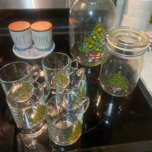 Carlton Glass Christmas tree china set